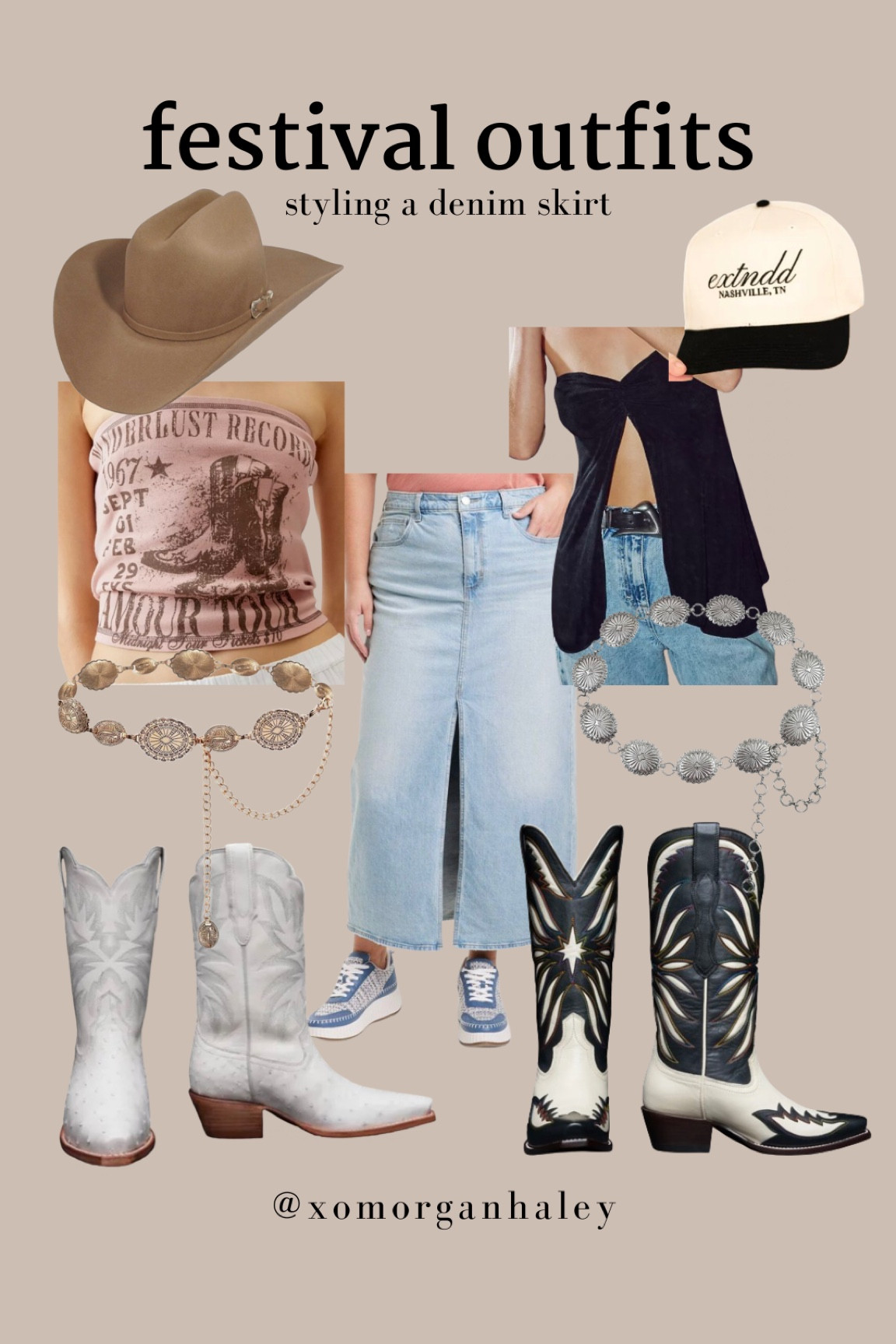 Styling a denim skirt 2 ways for country concerts or summer festival outfits! I do size xl in tops and 16/17 in skirt! 

#LTKFestival #LTKStyleTip #LTKMidsize