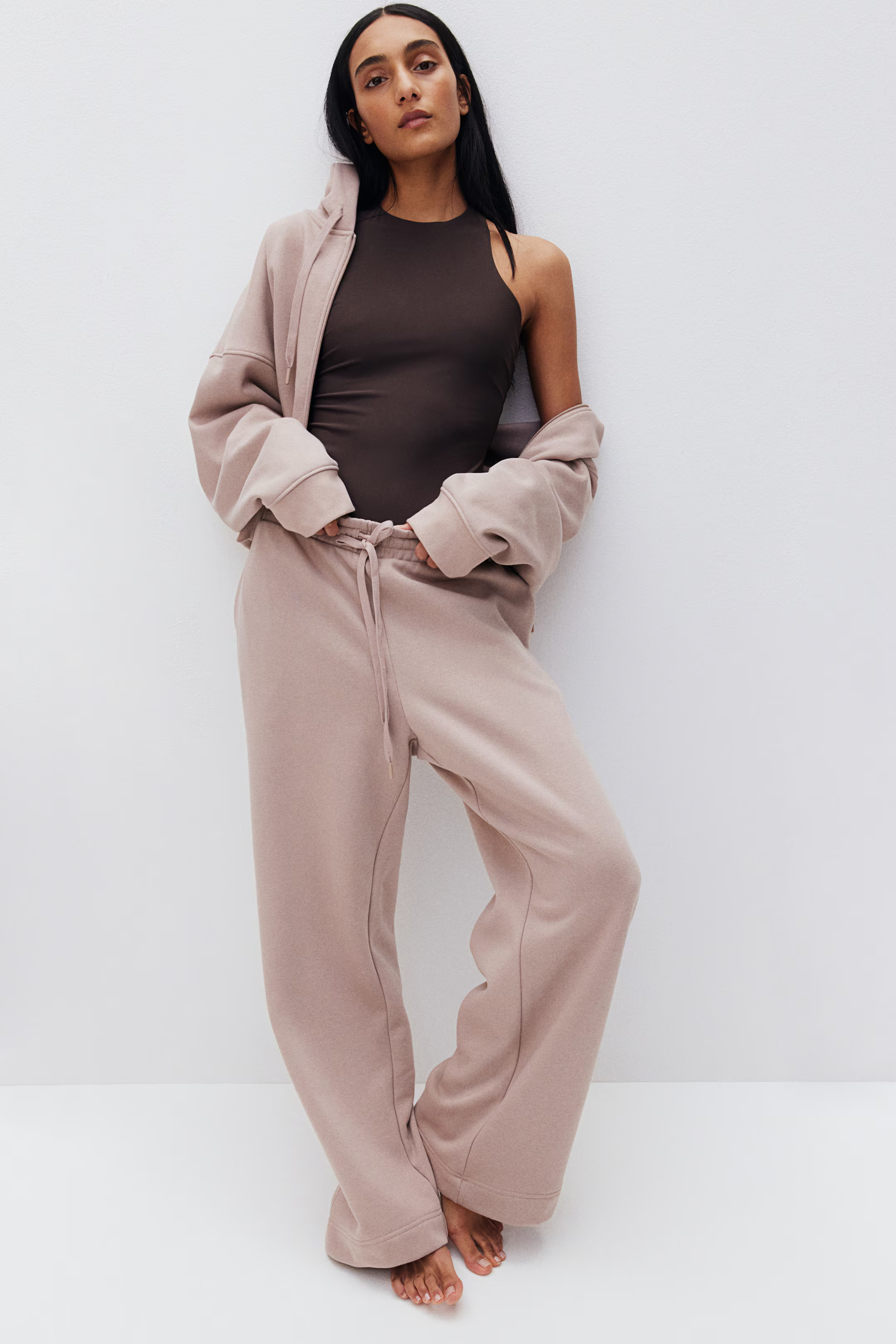 Wide-Cut Sweatpants - Dusty pink - Ladies | H&M US | H&M (US + CA)