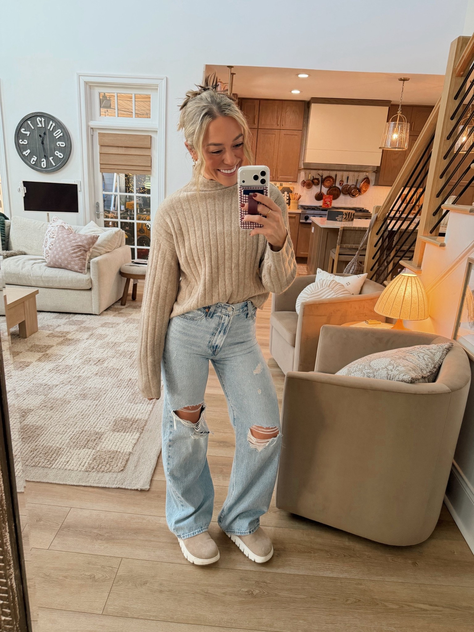 LOVE this sweater 🧸🤎 looks like it’s OOS right now but I just got it so hopefully they restock! 🤞🏼 in the small! Jeans are Levi’s wide leg ribcage & this wash goes in & out of stock but it’s one of my fave pairs of jeans ever 🙌🏼 clogs are tts!

Ootd / cozy / comfy / target / Levi’s jeans / Birkenstock clog / Holley Gabrielle 

#LTKFindsUnder100 #LTKFindsUnder50 #LTKStyleTip