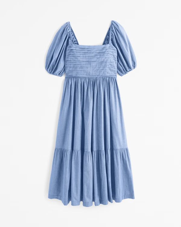 The A&F Emerson Poplin Puff Sleeve Midi Dress | Abercrombie & Fitch (US)