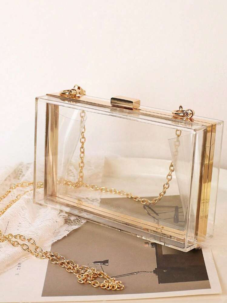 MIYIN Women Clear Purse Acrylic Clear Clutch Bag, Shoulder Handbag With Removable Gold Chain Stra... | SHEIN