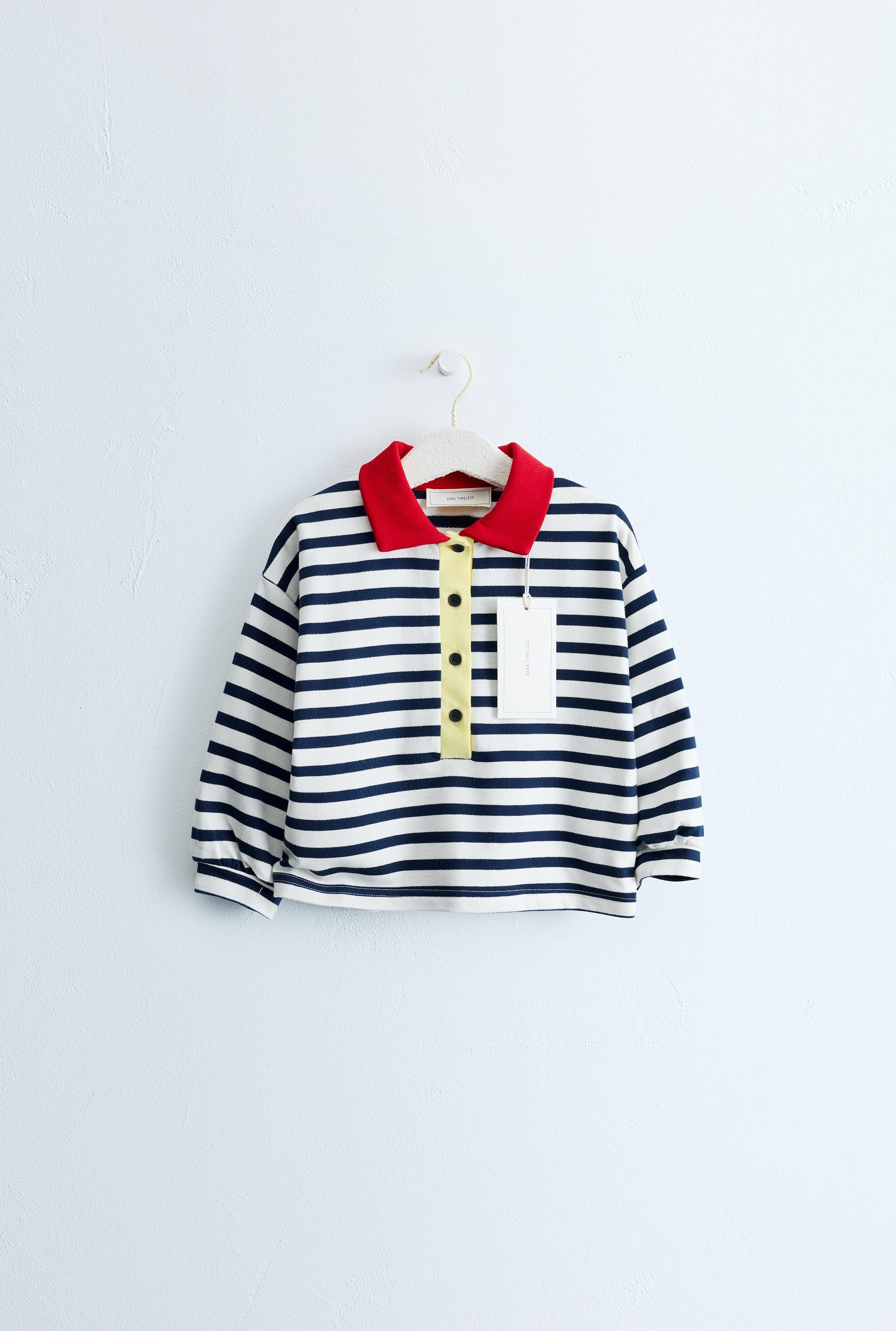 ZARA TIMELESS - CONTRAST COLLAR STRIPED POLO | Zara US