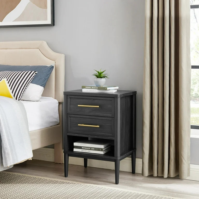 Better Homes & Gardens Oaklee 2 Drawer Nightstand for bedroom ,Charcoal Finish - Walmart.com | Walmart (US)