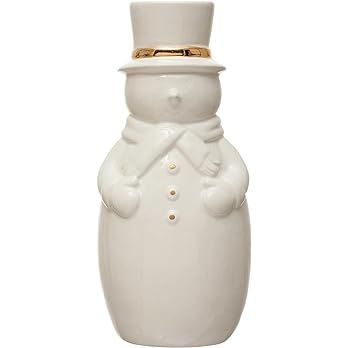 One Holiday Way 8-Inch Decorative White Stoneware Snowman Flower Vase with Gold Accents - Elegant... | Amazon (US)