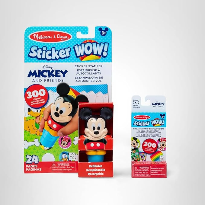 Melissa & Doug Sticker Wow!™ Disney Mickey Mouse Bundle: 24-Page Activity Pad, Stamper, 500 Sti... | Amazon (US)
