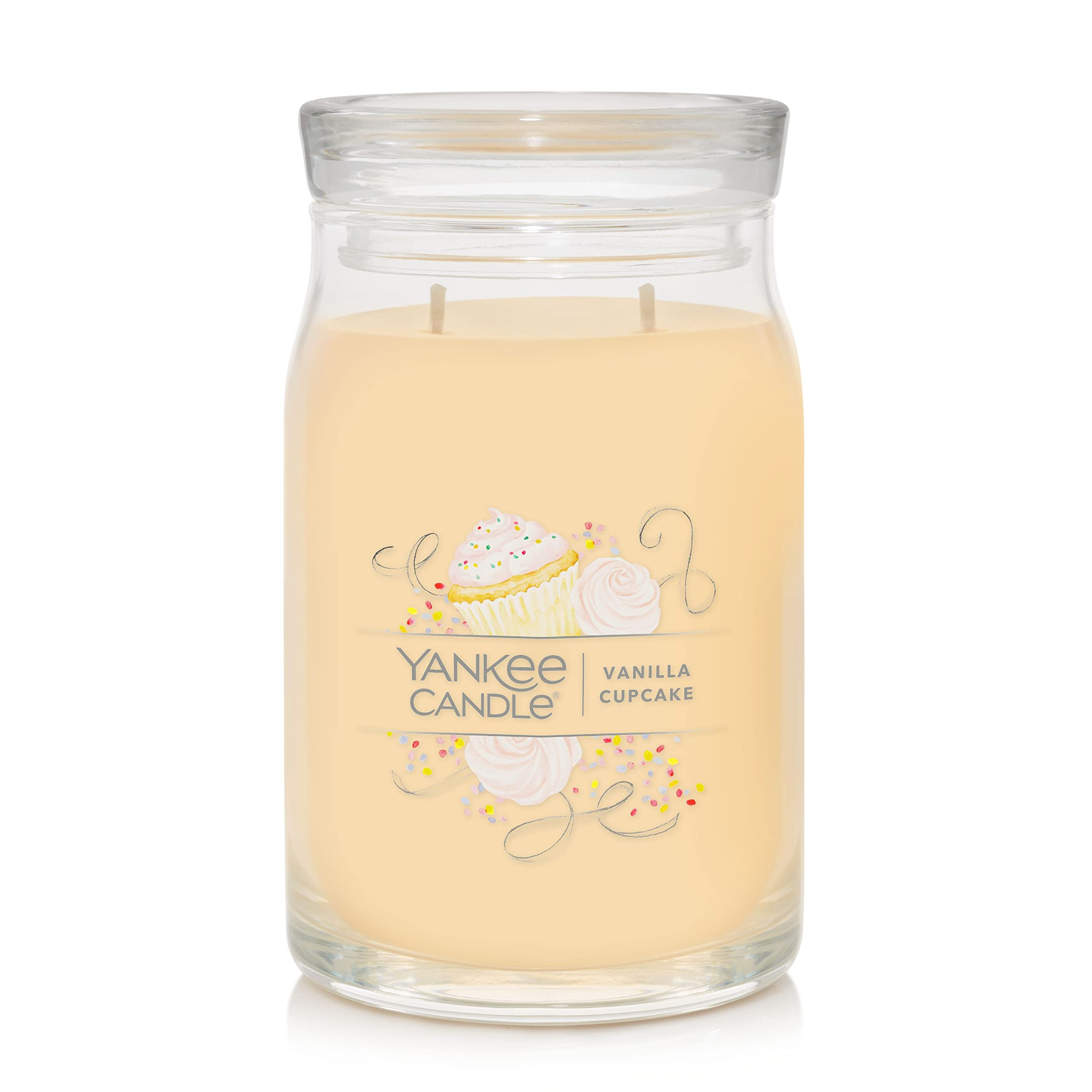Yankee Candle Vanilla Cupcake Scented, Signature 20oz Large Jar 2-Wick Candle, Over 60 Hours of B... | Amazon (US)