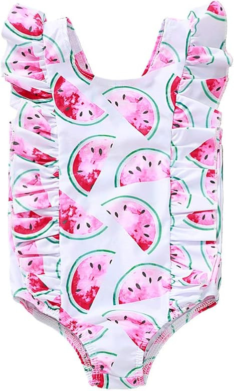 MODNTOGA Toddler Baby Girls Swimsuit One-Piece Swimwear Ruffled Backless Bathing Suit Tankini | Amazon (US)