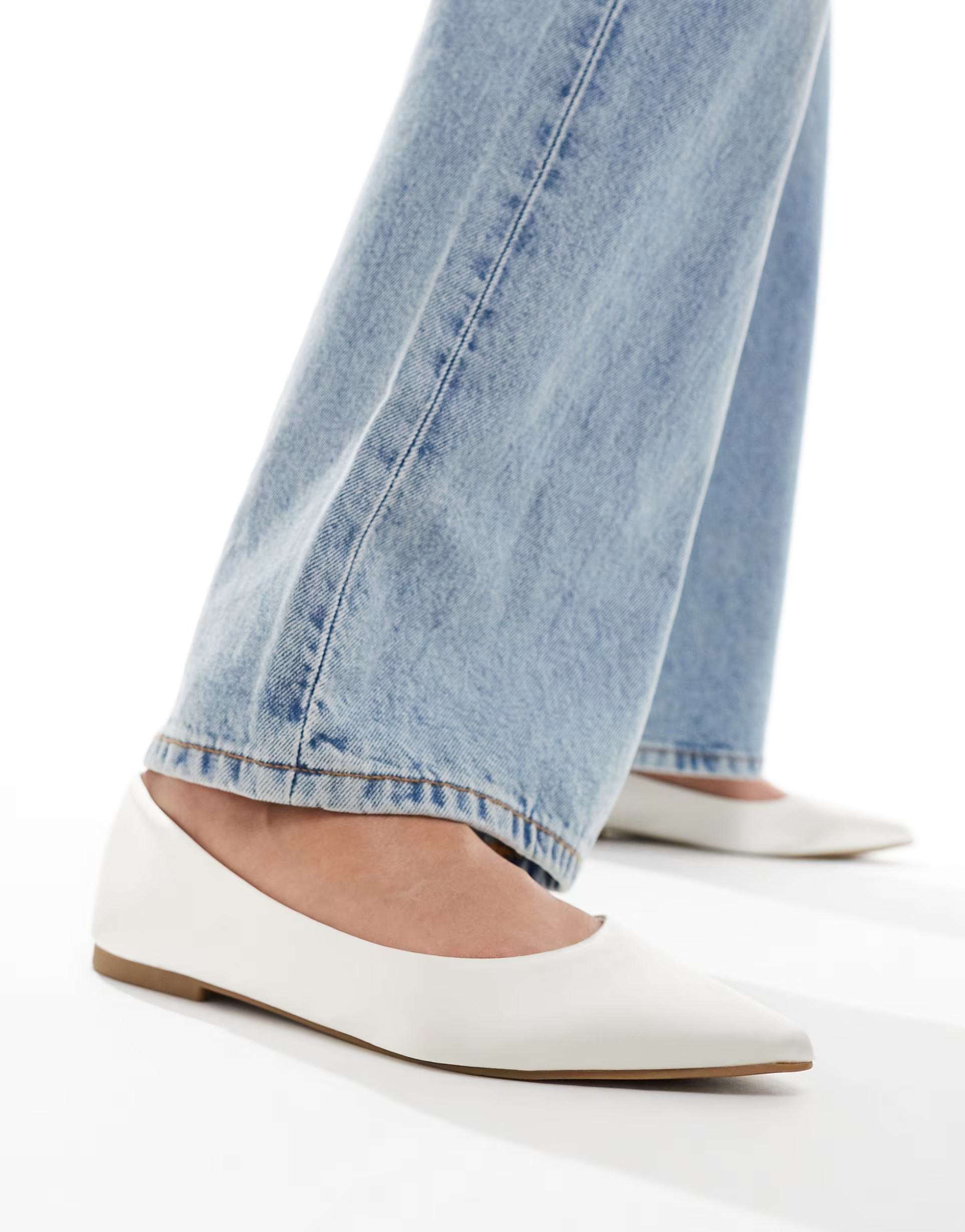 ASOS DESIGN Lucky pointed ballet flats in ivory satin | ASOS | ASOS (Global)
