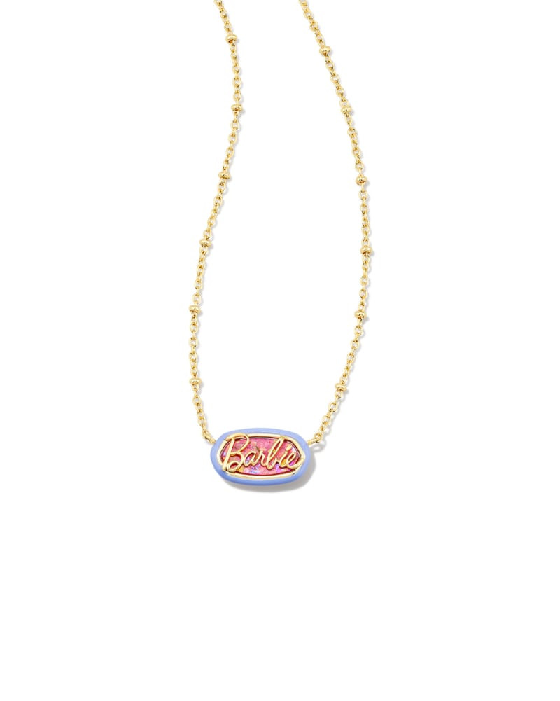 Barbie™ x Kendra Scott Gold Elisa Satellite Reversible Necklace in Pink Iridescent Glitter Glas... | Kendra Scott