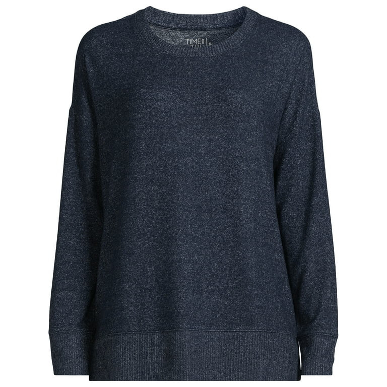 Time and Tru Women's Hacci Knit Pullover Sweatshirt with Long Sleeves, Sizes XS-XXXL - Walmart.co... | Walmart (US)