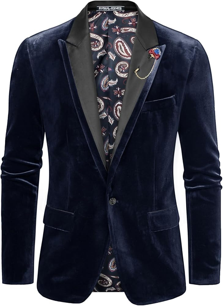 PJ PAUL JONES Men's Velvet Blazer with Lace Lapel, Regular Fit, Casual Tuxedo Jacket, Blazer | Amazon (UK)