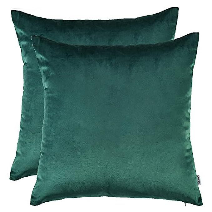 Artcest Set of 2, Cozy Solid Velvet Throw Pillow Case Decorative Couch Cushion Cover Soft Sofa Euro  | Amazon (US)