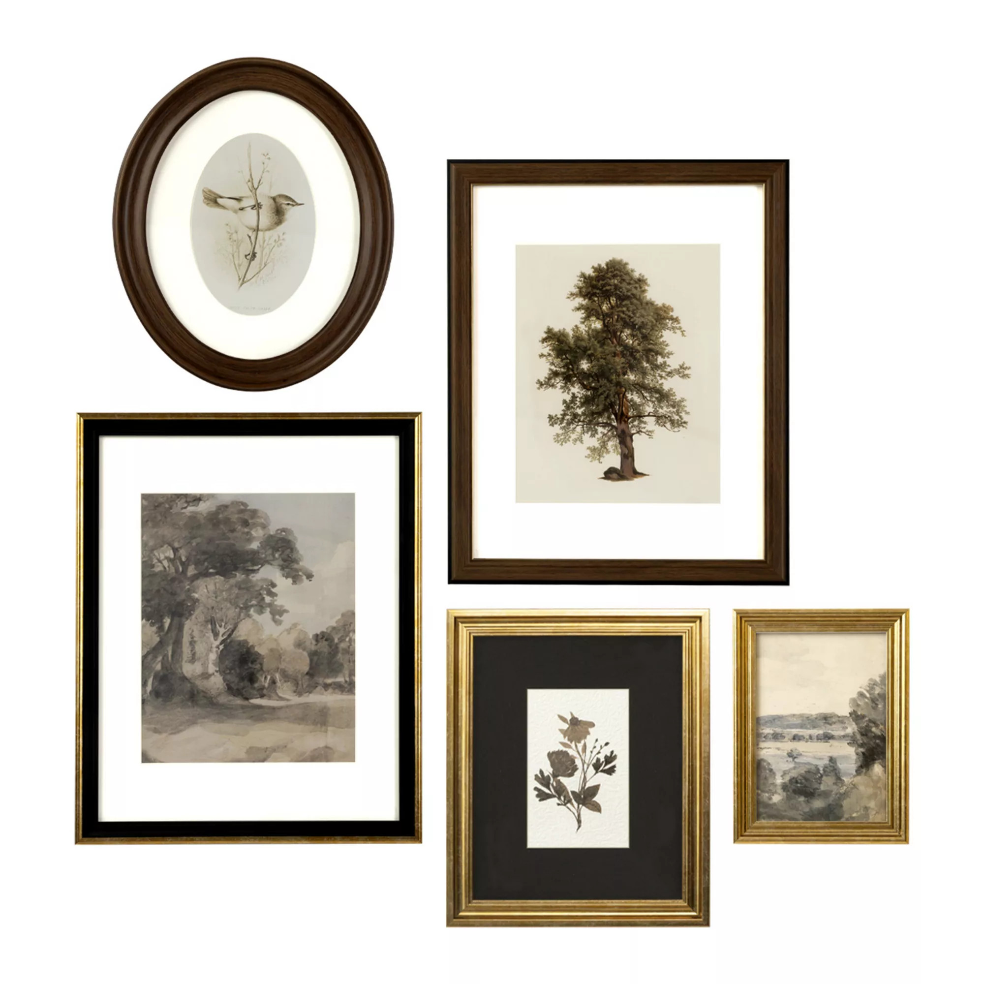Belle Maison Matted Under Glass 5-Piece Framed Art Set, Multi | Kohl's