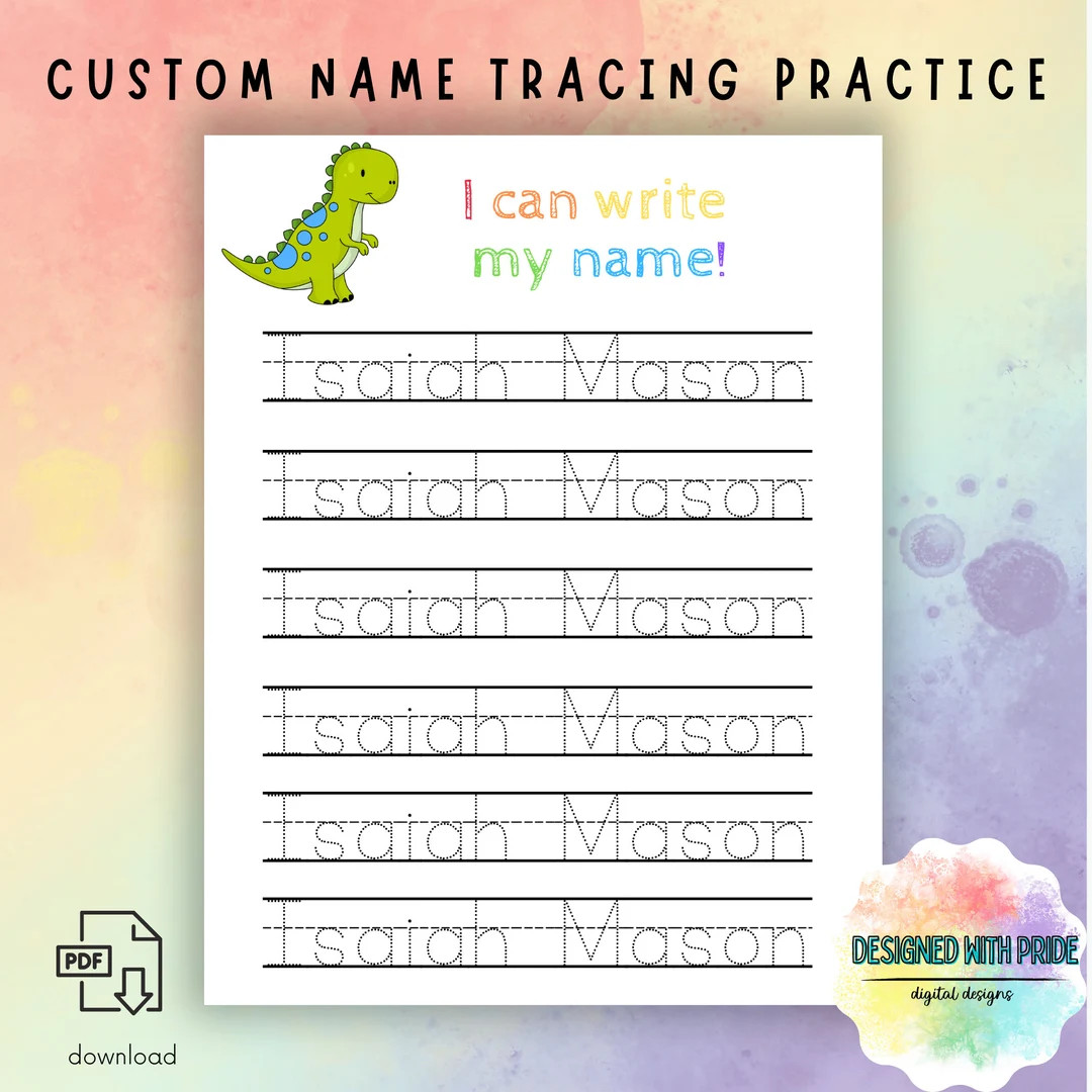 Custom Name Tracing Page Personalized Name Tracing Page Name Tracing Practice Prek Name Tracing T... | Etsy (US)