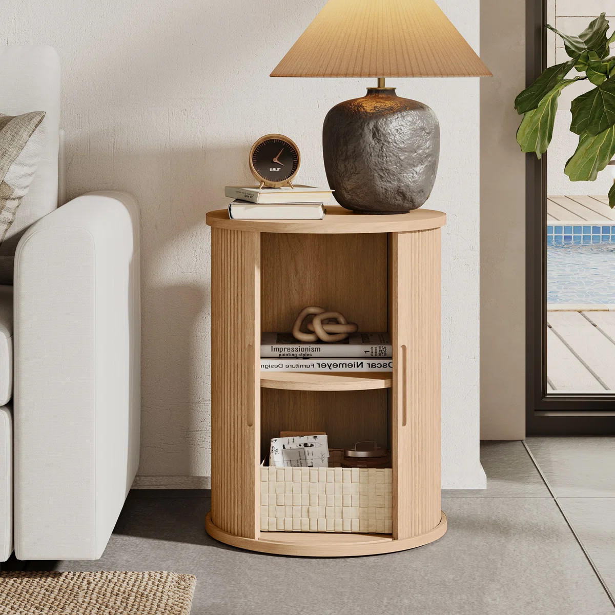 Leathia Fluted Round End Table with Storage\uff081 Piece\uff09 | Wayfair North America