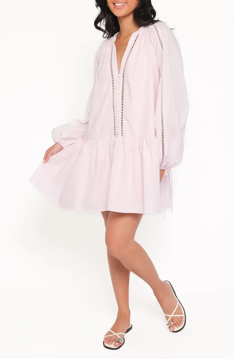 Hart Long Sleeve Cotton & Linen Minidress | Nordstrom