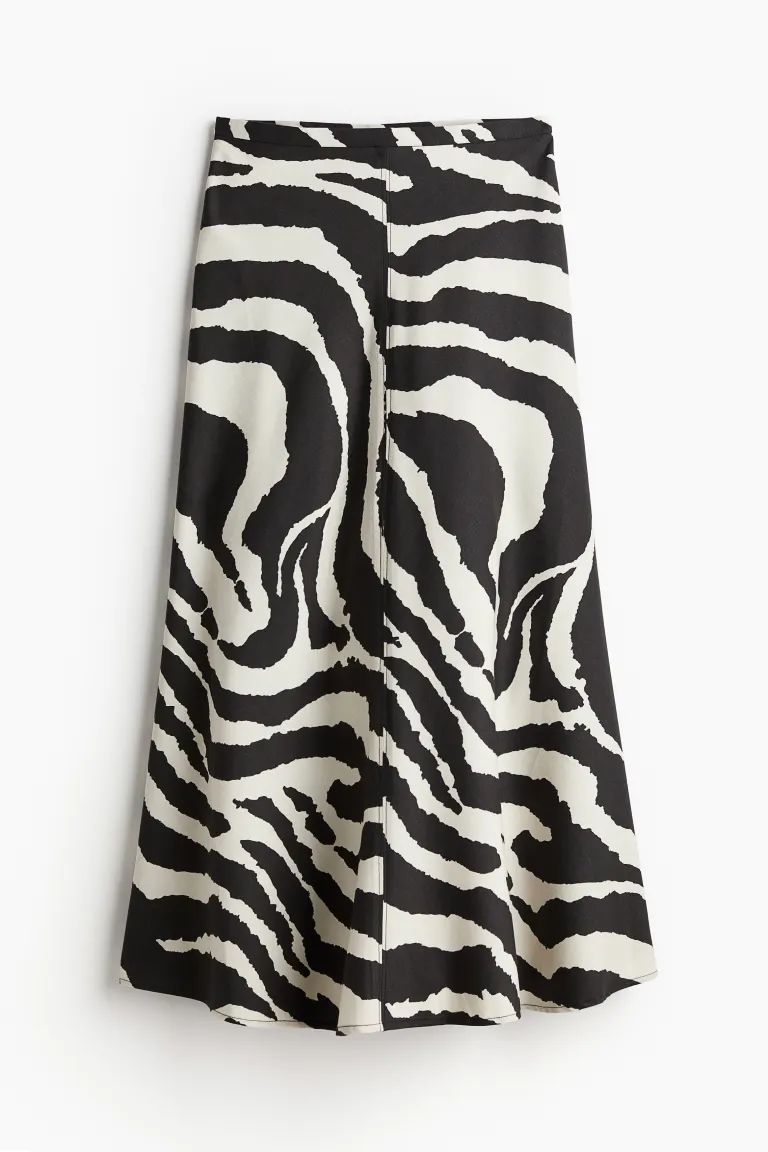 Flared skirt - Black/Zebra print - Ladies | H&M GB | H&M (UK, MY, IN, SG, PH, TW, HK)