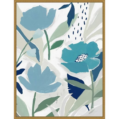 18" x 24" Song of the Wind I Blue flowers by Isabelle Z Framed Canvas Wall Art - Amanti A... | Target