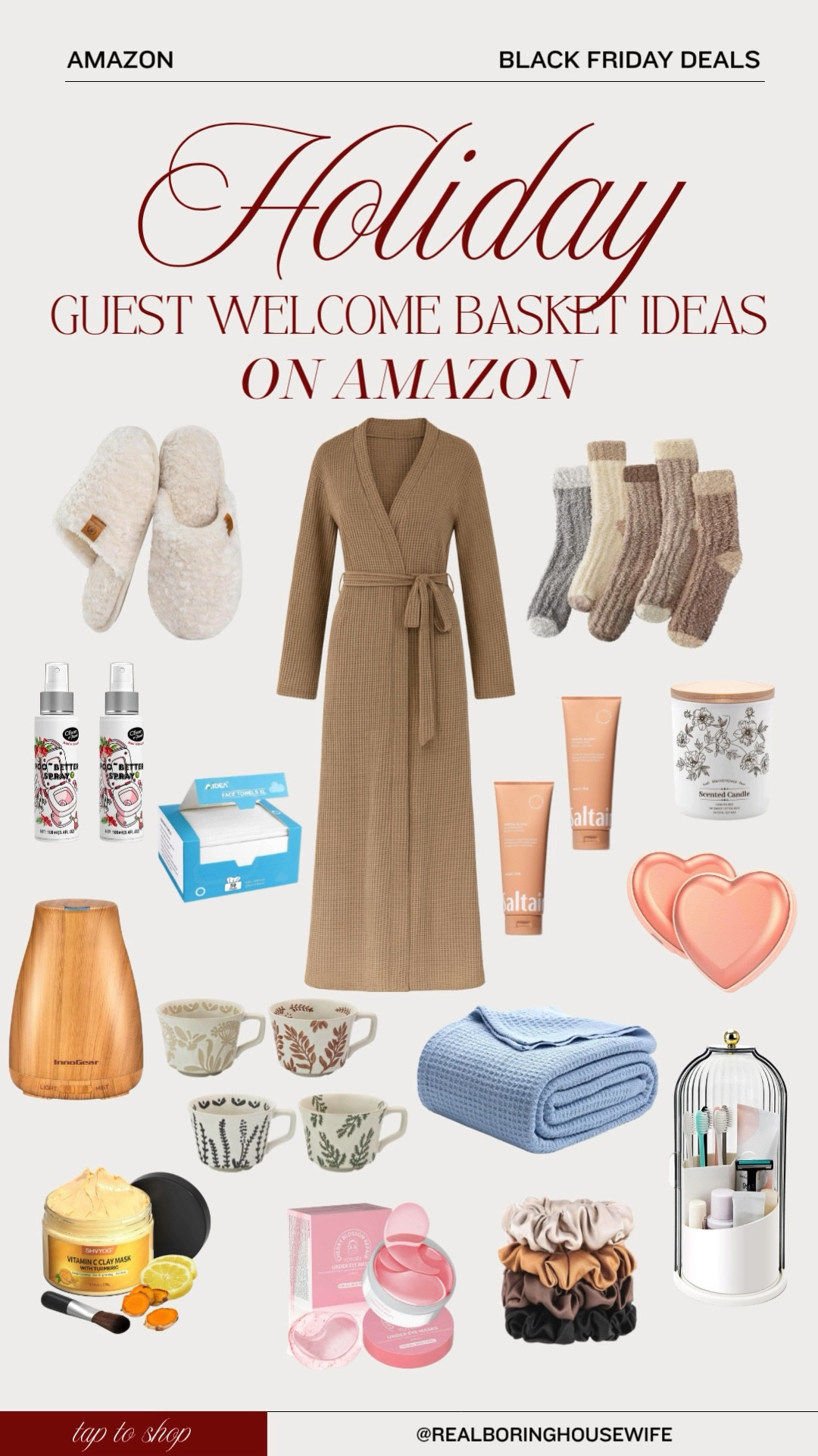 Amazon Black Friday Deals Holiday Guest Welcome Basket Ideas // Amazon, Amazon Deals, Amazon Sale, Amazon Home, Amazon Home Finds, Amazon Finds, Holiday, Amazon Guest, Guest Basket, Amazon Womens, Fuzzy Slippers, Body Lotion, Toothbrush Holder, Disposable Face Towels, Scrunchies, Scented Candles, Diffuser, Oil Diffuser, Toilet Spray

#LTKSaleAlert #LTKCyberWeek #LTKHoliday