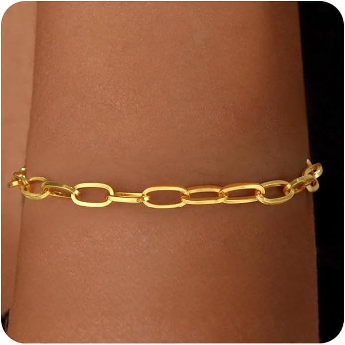 S925 Sterling Silver Paperclip Chain Bracelets for Women - Sterling Silver Paperclip Chain Bracel... | Amazon (US)