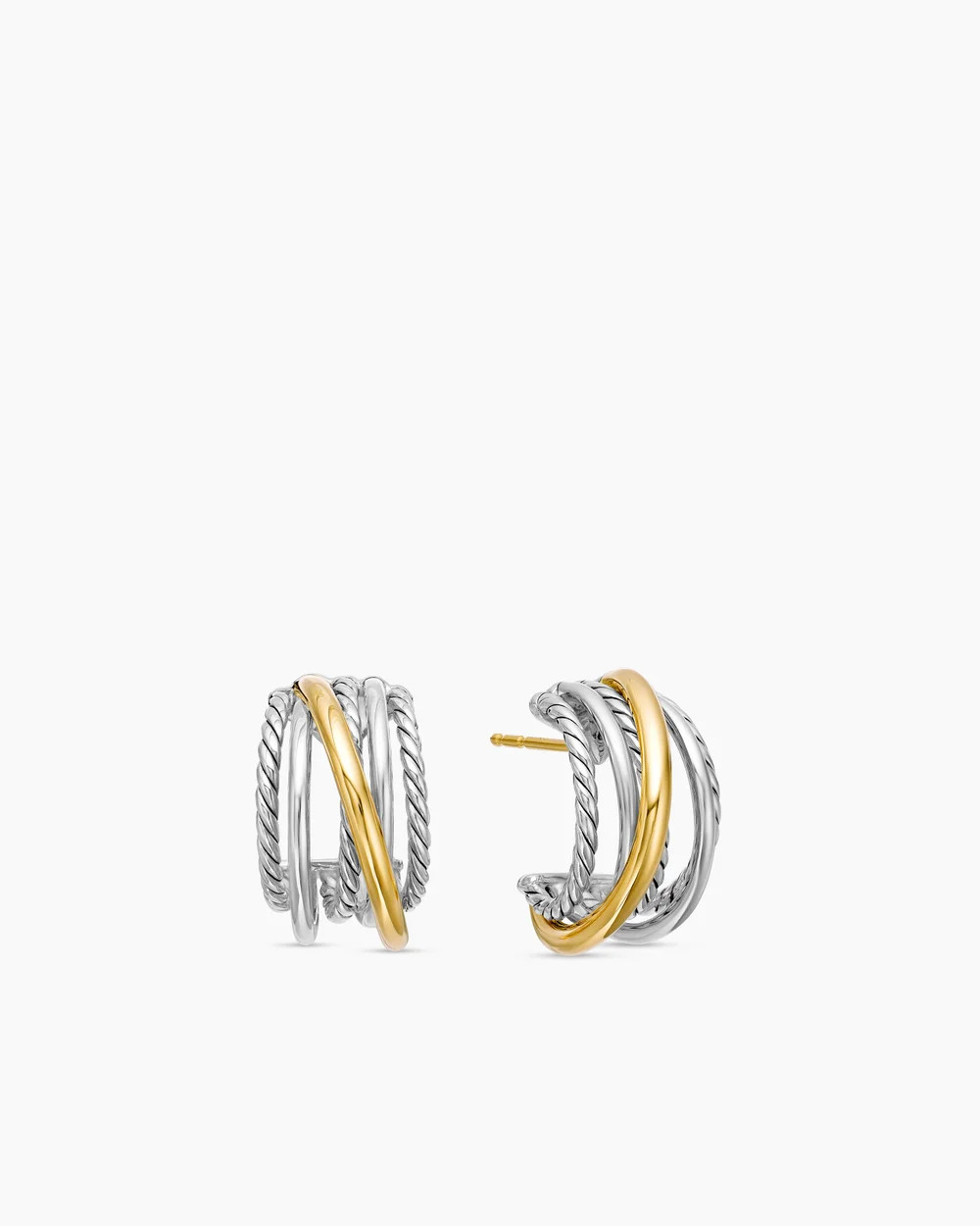 David Yurman | Crossover Shrimp Earrings in Sterling Silver with 18K Yellow Gold, 19.5mm | David Yurman