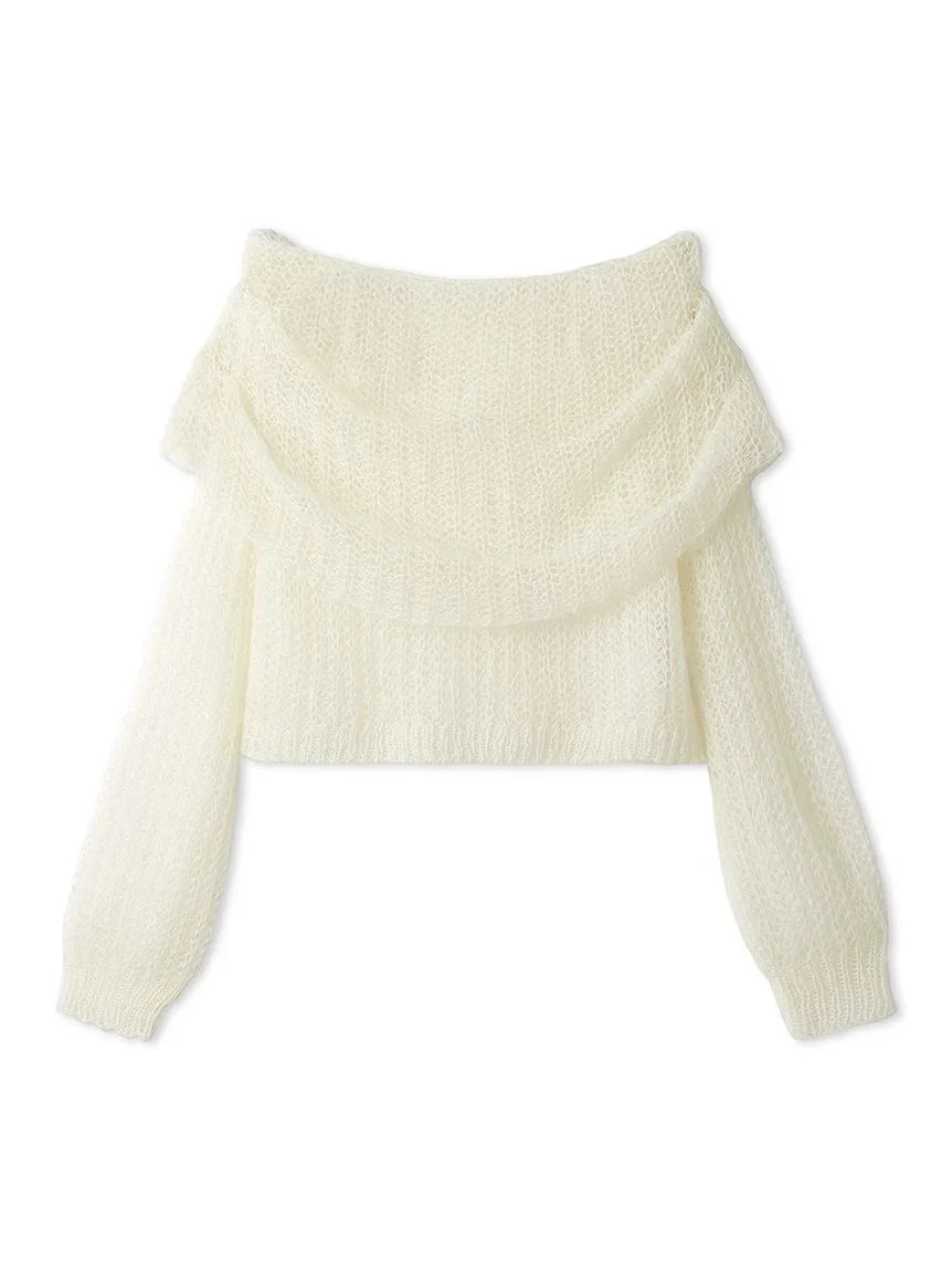 Mohair Sheer Off-Shoulder Pullover | Snidel