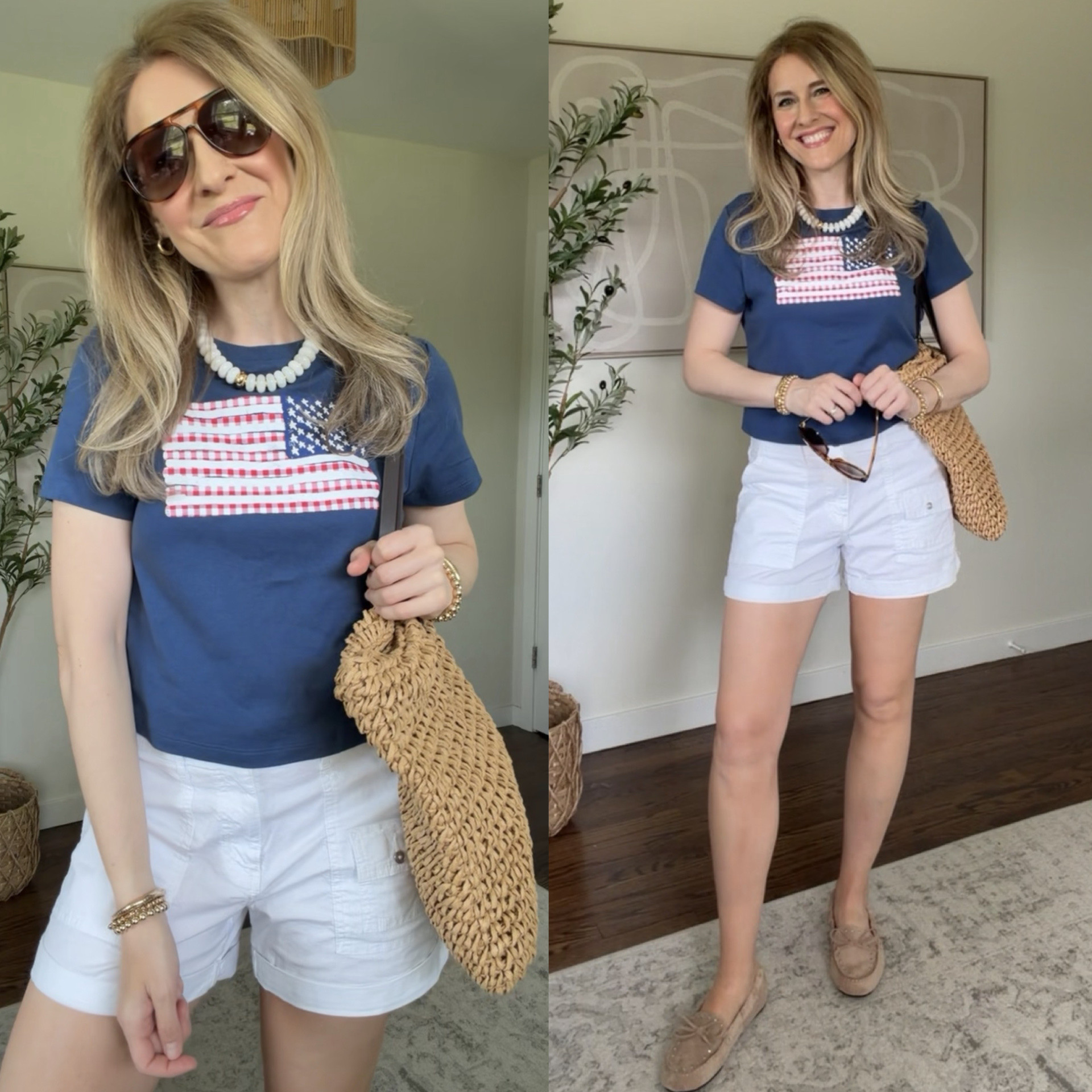 Linking some 4th of July outfit ideas with a USA flag tee or sweater! Mine is $10 on Walmart, sized up to XL here. #walmartfashion

#LTKOver40