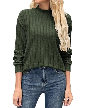 WNEEDU 2025 Women's Lightweight Mock Turtleneck Tunic Tops Long Sleeve Shirts - Comfortable Trend... | Amazon (US)