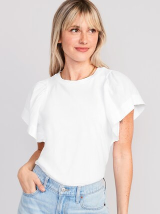 Flutter-Sleeve Paneled T-Shirt for Women | Old Navy (US)