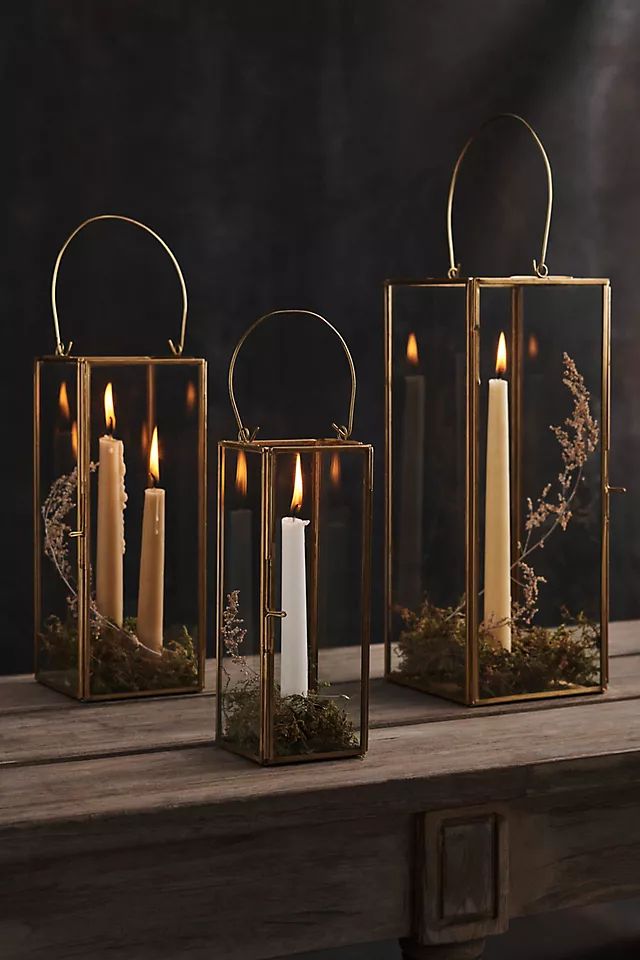 Slim Brass + Glass Lantern | Anthropologie (US)