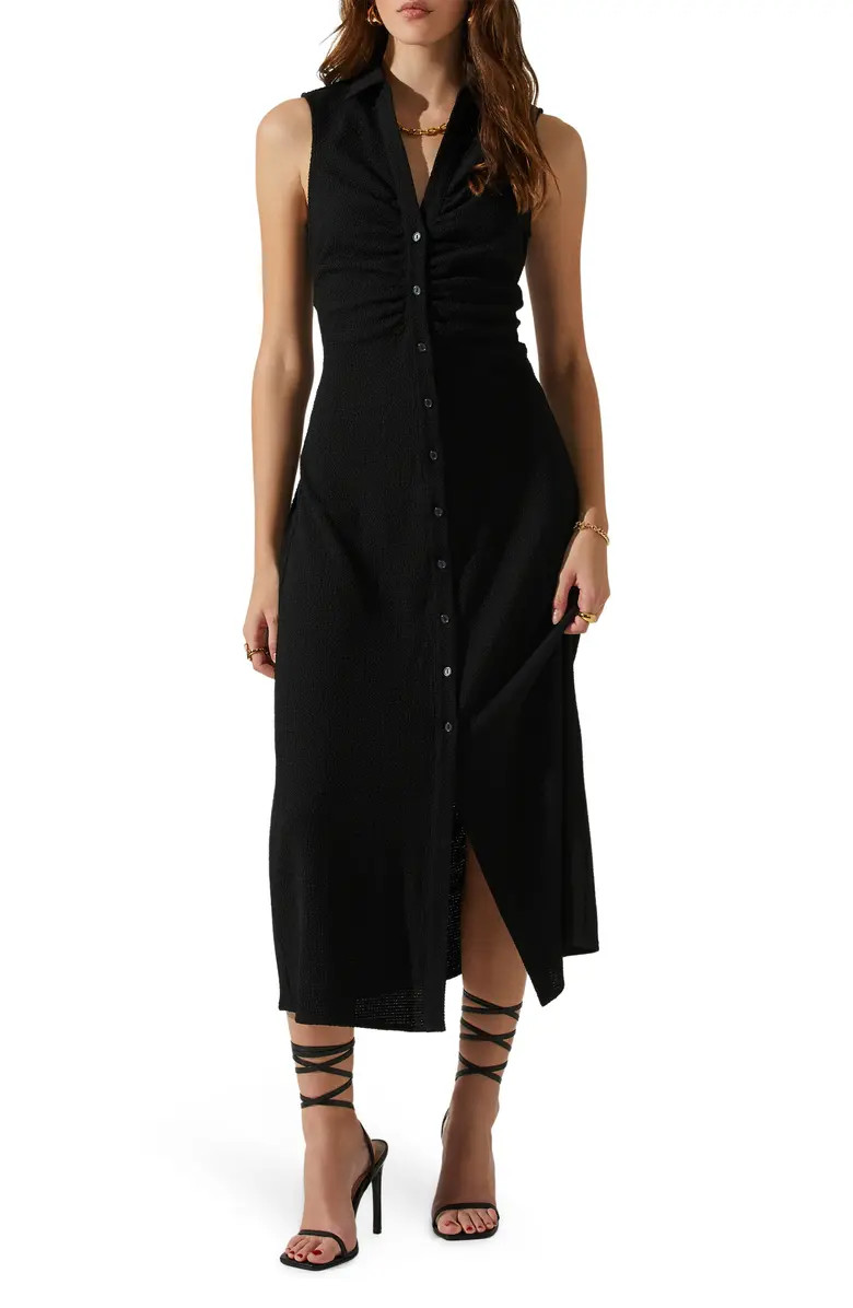 Ruched Back Cutout Midi Shirtdress | Nordstrom