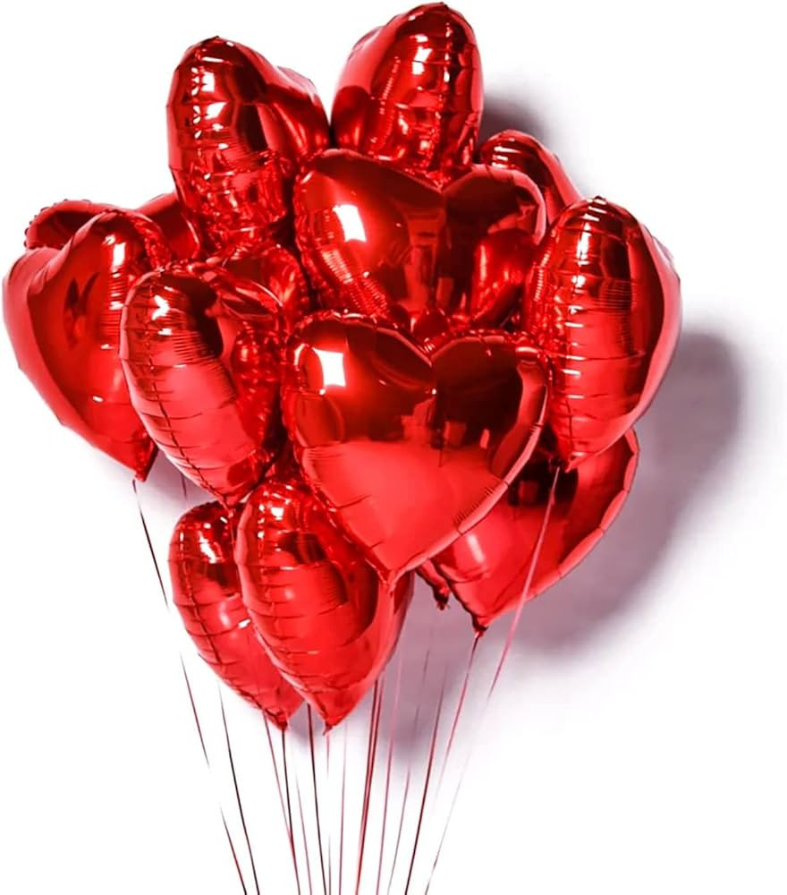 Valentines Balloons, Uramoto 20pcs Red Heart Premium Aluminum Balloons 18 inch Large Red Balloon ... | Amazon (CA)