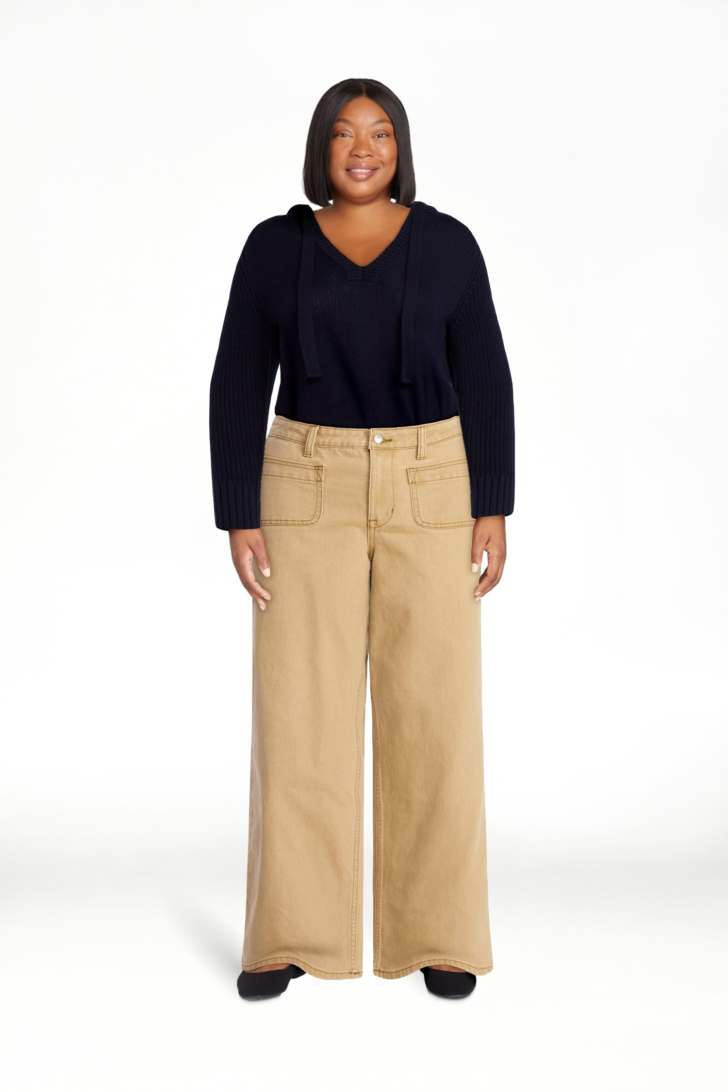 Free Assembly Women's and Women's Plus Wide Leg Jeans with Patch Pockets, 30", 32", and 34" Insea... | Walmart (US)