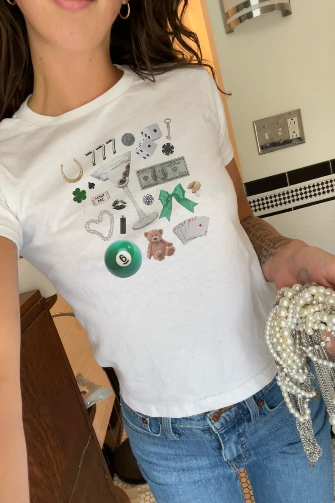 St Patricks Day Baby Tee, Y2K Baby Tee, Coquette Shirt, Lucky Shirt, 90s Baby Tee, Downtown Girl,... | Etsy (US)