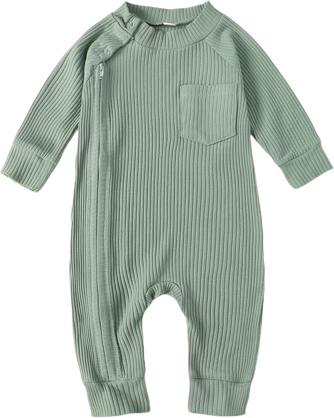 Hearyoo Newborn Baby Girl Boy Romper Clothes Infant Solid Ribbed One Piece Bodysuit Jumpsuit Fall... | Amazon (US)