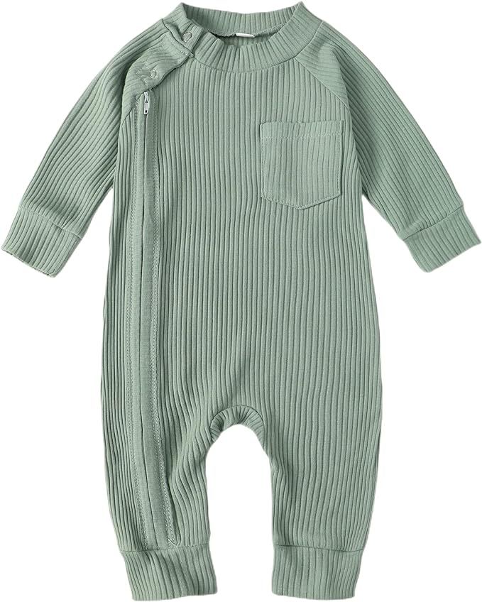 Hearyoo Newborn Baby Girl Boy Romper Clothes Infant Solid Ribbed One Piece Bodysuit Jumpsuit Fall... | Amazon (US)