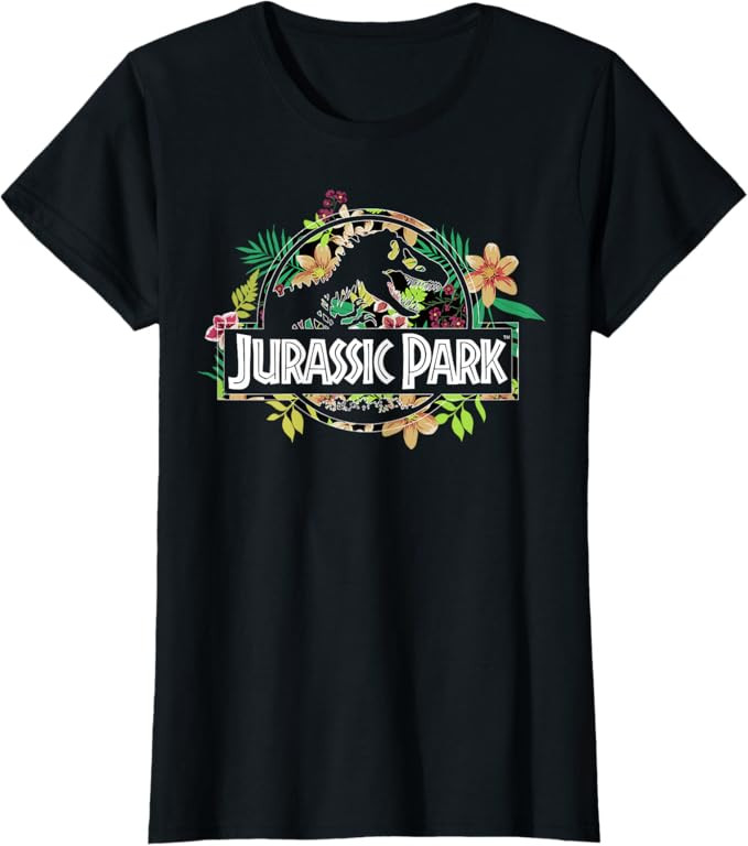 Jurassic Park Floral Tropical Fossil Logo Graphic T-Shirt T-Shirt | Amazon (US)
