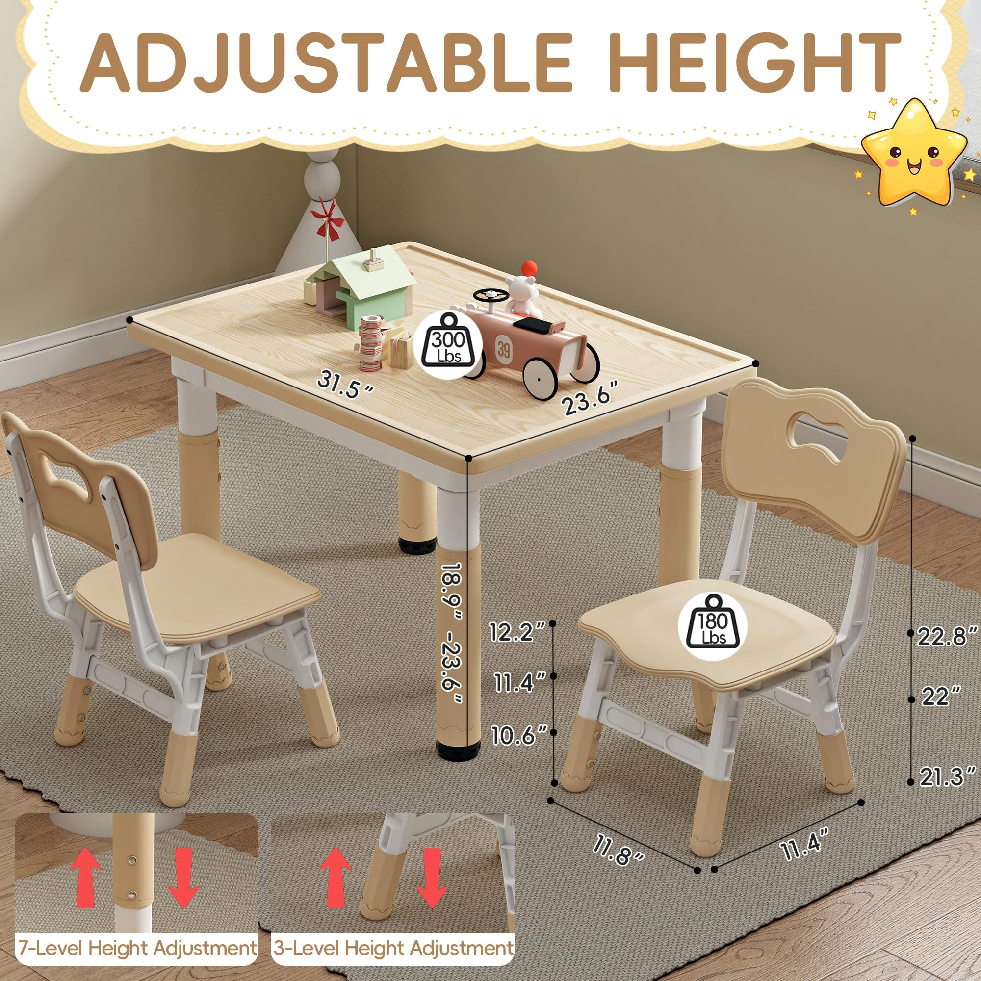 Kids Table and Chairs, Graffiti Desktop Toddler Chair and Table Set, Kids Table for Ages 3-8, 31.... | Amazon (US)