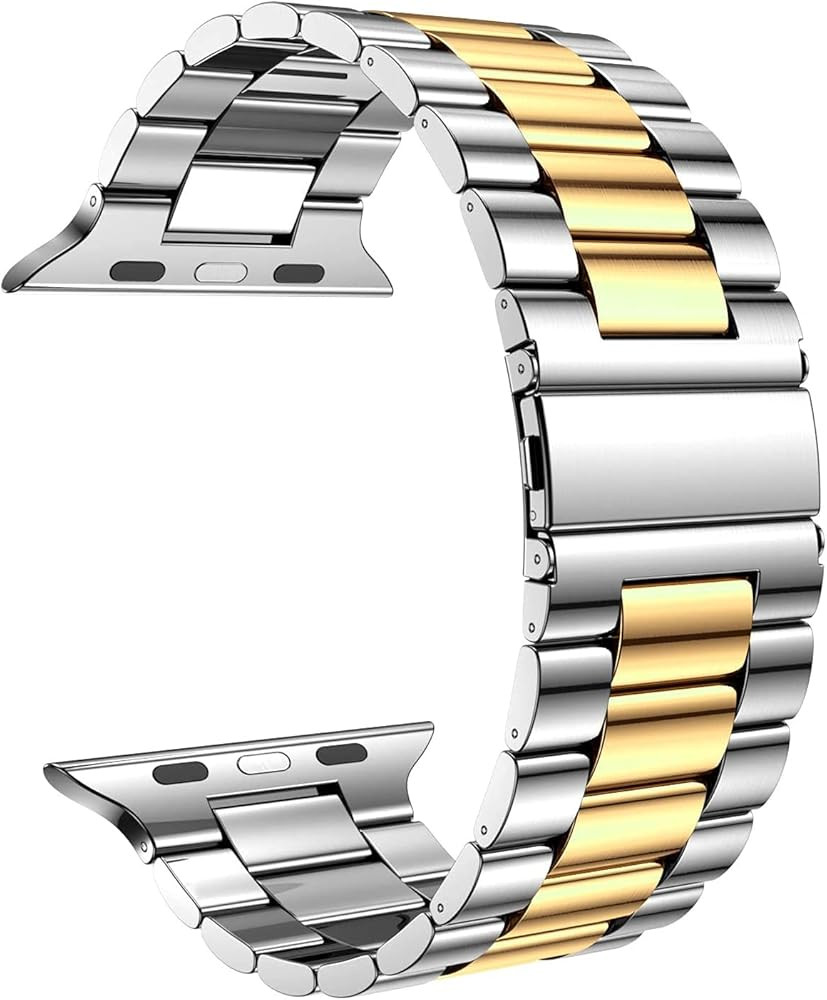 Compatible with Apple Watch Band, Solid Stainless Steel Metal Replacement Watchband Bracelet with... | Amazon (US)