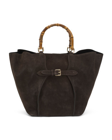 Made In Italy Suede Tulip Bag With Buckle | TJ Maxx