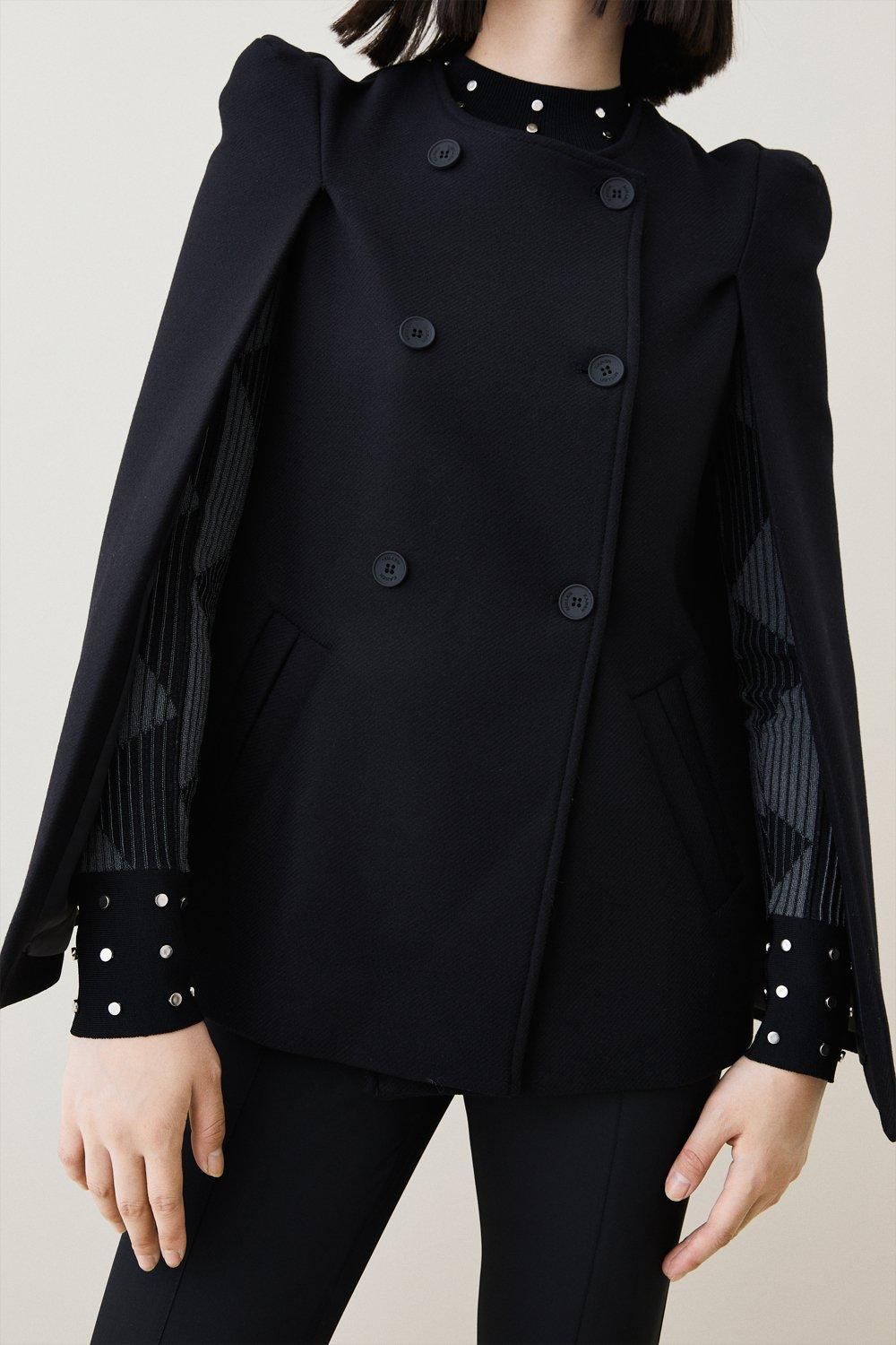 Italian Virgin Wool Cape Coat | Karen Millen US