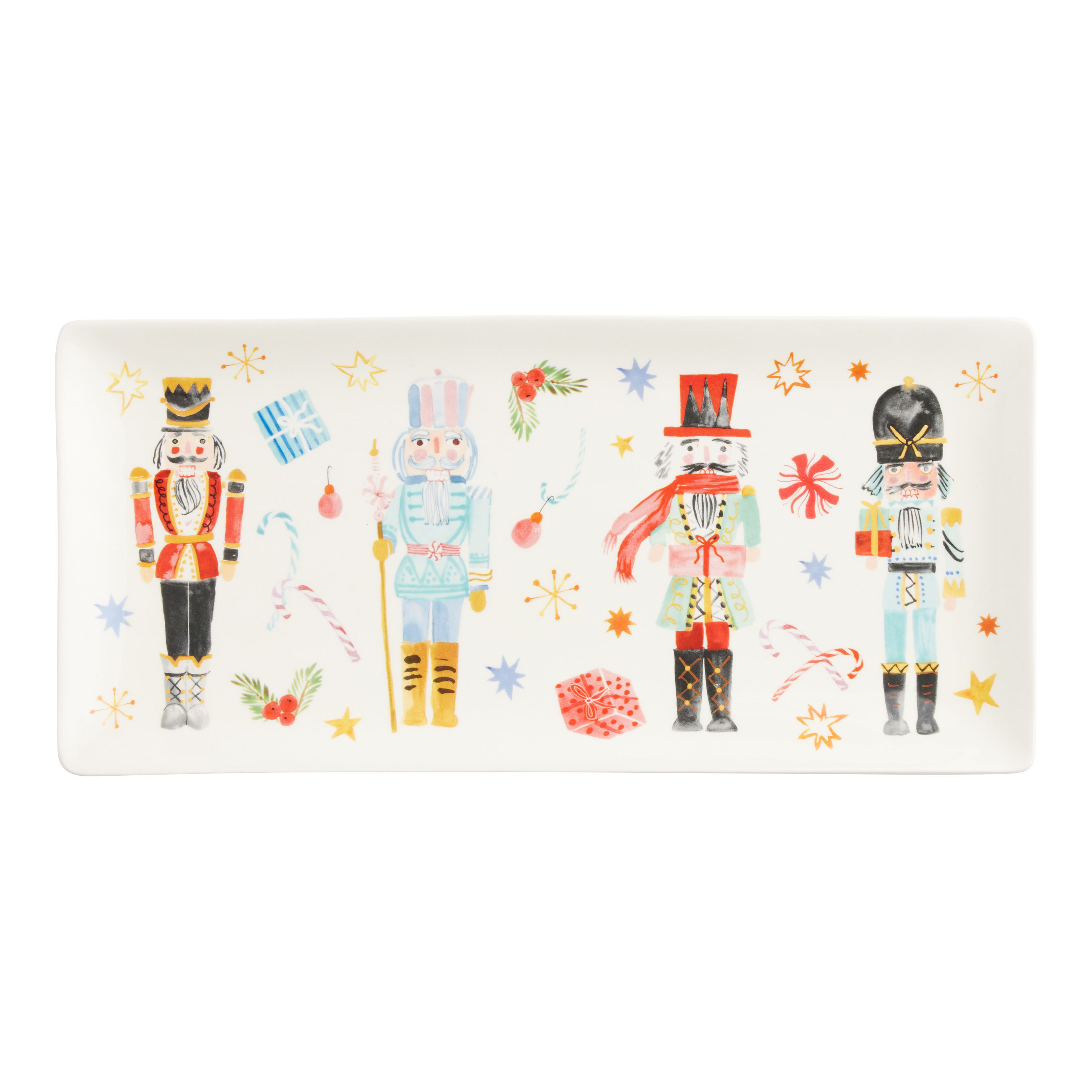 Rectangular Watercolor Holiday Nutcracker Serving Platter | World Market