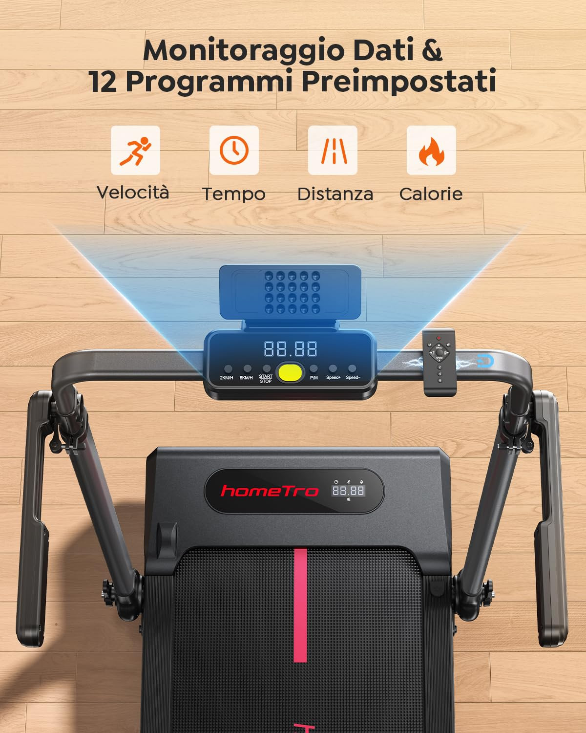 Space-Saving Electric Treadmill Foldable with Tilt, 3.0HP, 1-12 km/h, Tape 40 x 100 cm, Extendabl... | Amazon (IT)
