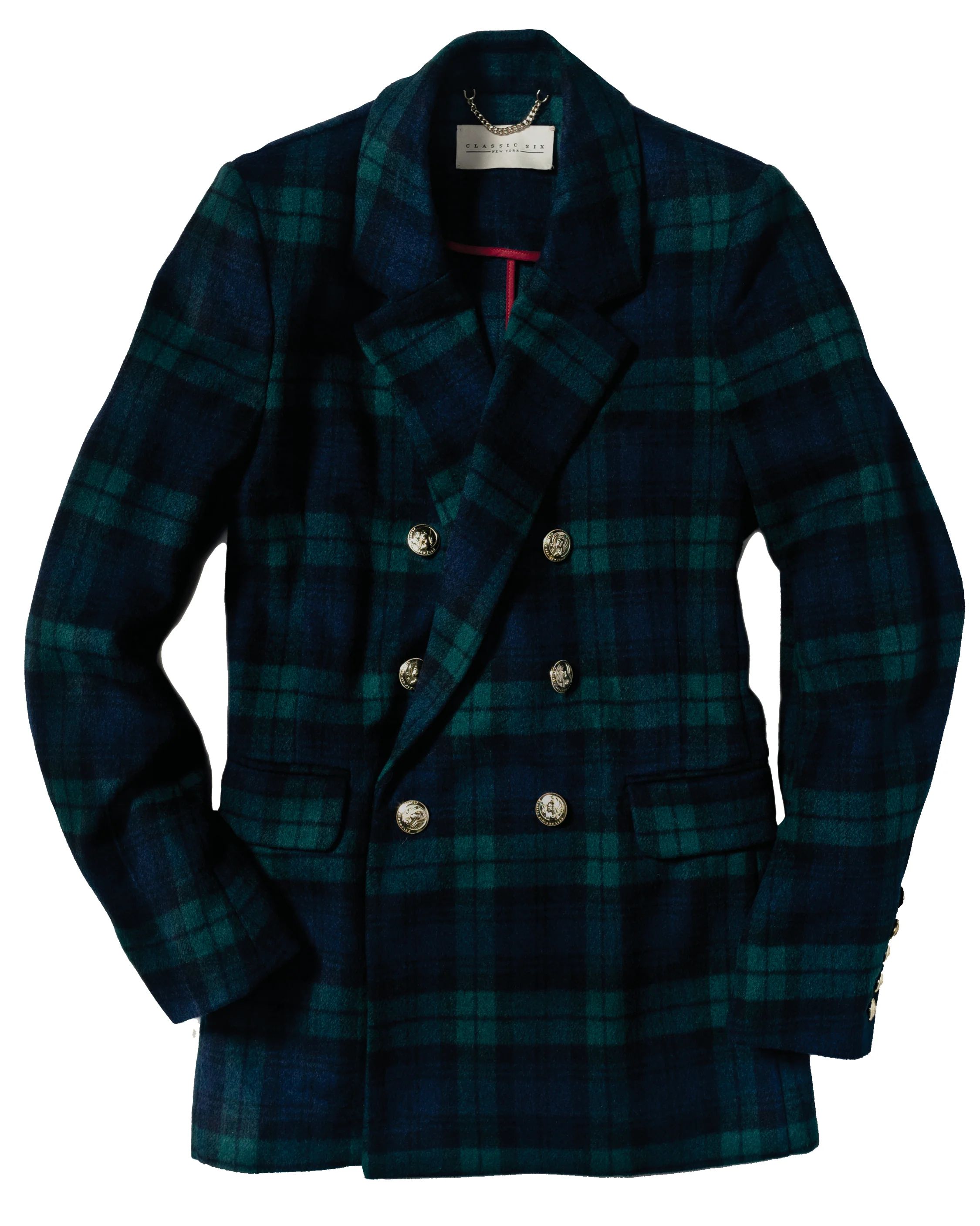 Katharine Double-Breasted Blazer in Black Watch Tartan | Classic Six