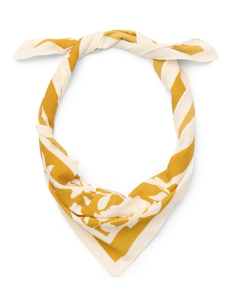 Time and Tru Women's 30 X 30 Printed Square Scarf, One Size, Floral Gold Tea - Walmart.com | Walmart (US)