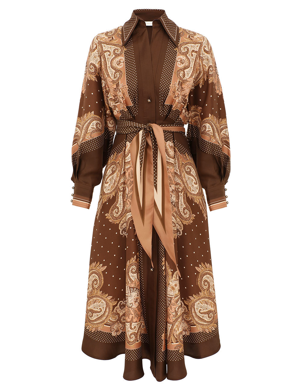 ZIMMERMANN Luna Shirt Dress Caramel Paisley Size 0 | ZIMMERMANN (US, CA, EU, MENA)