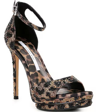 NessieTwo Leopard Print Rhinestone Platform Dress Sandals | Dillard's