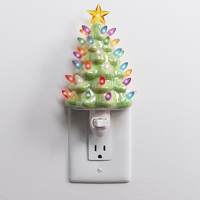 Milltown Merchants Ceramic Christmas Tree Night Light - Plugin Christmas Tree with Lights - Light... | Amazon (US)