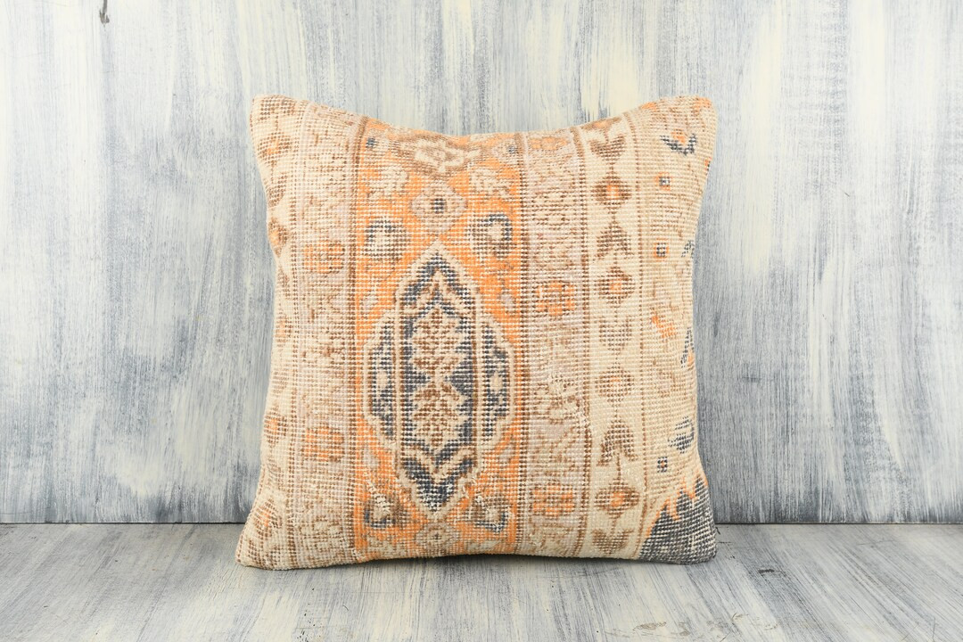 Floral Pillow, 18x18 Turkish Kilim Pillow, Vintage Kilim Pillow, Sofa Aztec Pillow, Home Decor, F... | Etsy (US)