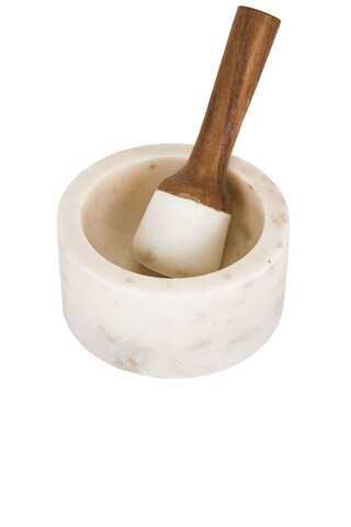 Verve Culture Marble Mortar & Pestle in White & Brown - White,Brown. Size all. | FWRD 